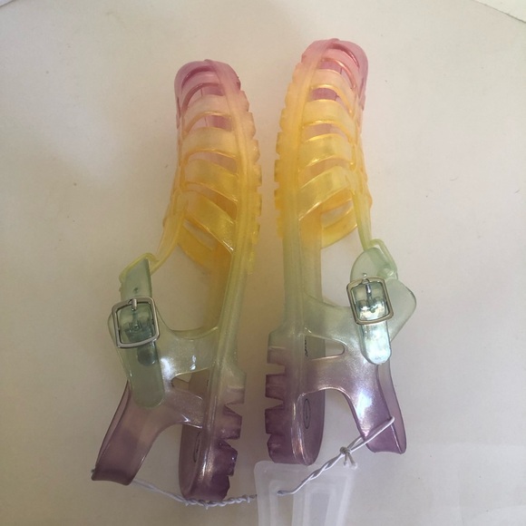 Cat & Jack Girls Rainbow Gradient Jelly Fisherman Sandals Size 1 - Picture 7 of 8